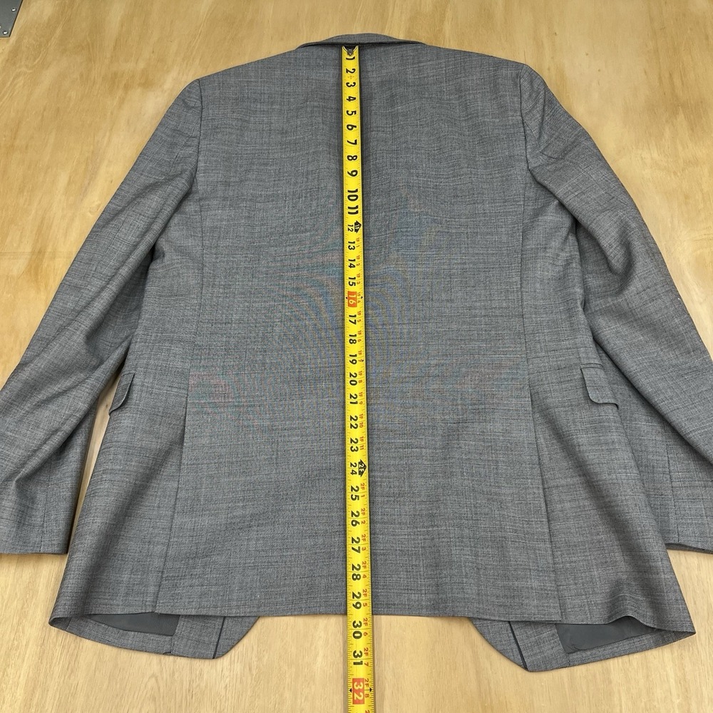 Kenneth Cole Blazer Sport Jacket Mens 38L Long Slim Fit Wool Blend Stretch Gray - Picture 5 of 13